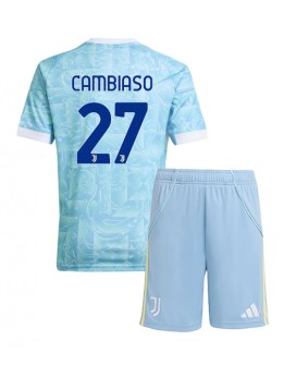 Billige Juventus Andrea Cambiaso #27 Bortedraktsett Barn 2025-26 Kortermet (+ Korte bukser)